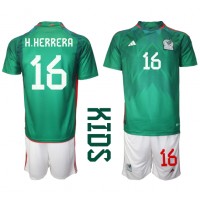 Mexiko Hector Herrera #16 Domáci Detský futbalový dres MS 2022 Krátky Rukáv (+ trenírky)